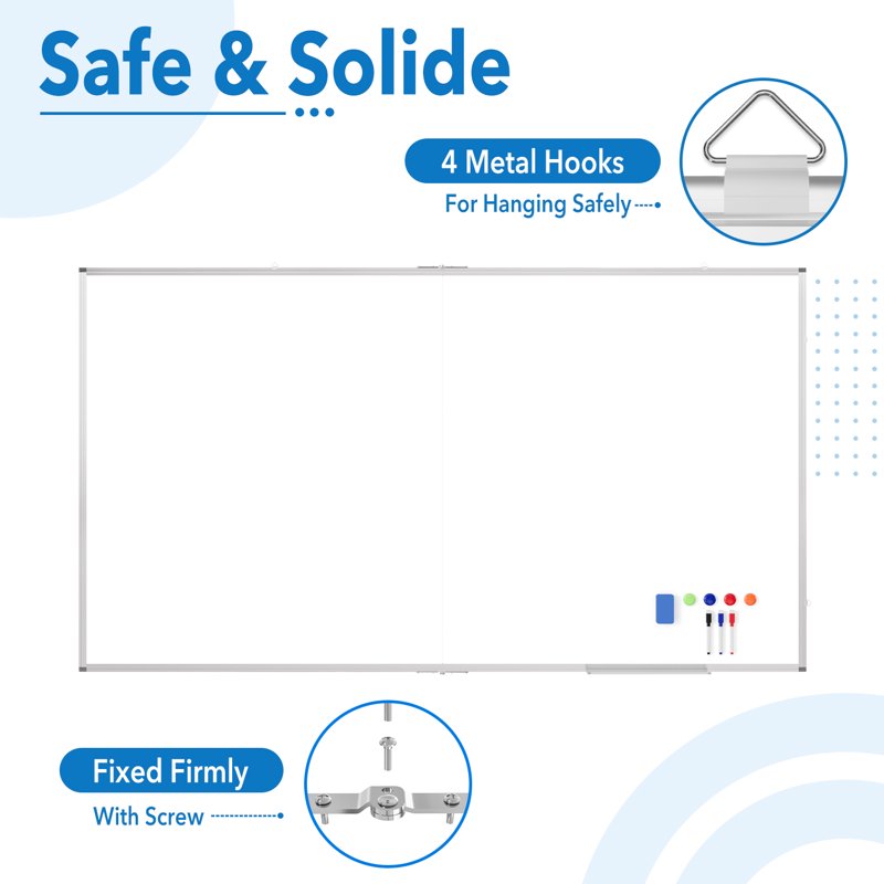Magnetic Dry Erase Whiteboard Large 72x40 Inch with Aluminum Frame - Office & Classroom