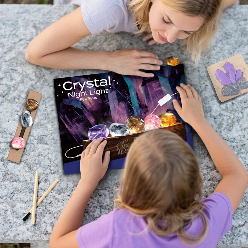 Kids Gemstone Dig Kit & Night Light Craft Set - Educational STEM Toy for Ages 6-12