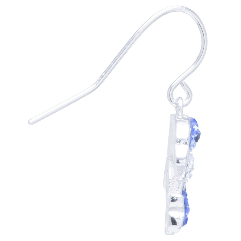 Sterling Silver Dolphin Drop Earrings with Blue Crystal Accents - Ocean-Inspired Jewelry for Women & Teens
