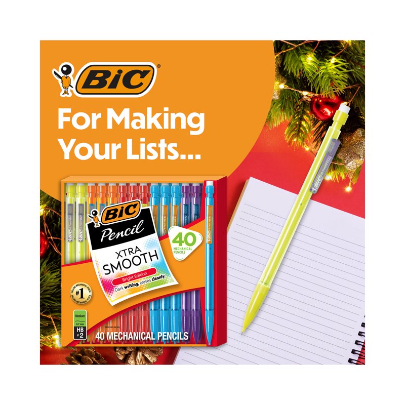 Mechanical Pencils 0.7mm, 40 Pack - Erasable No. 2 Lead for School & Office