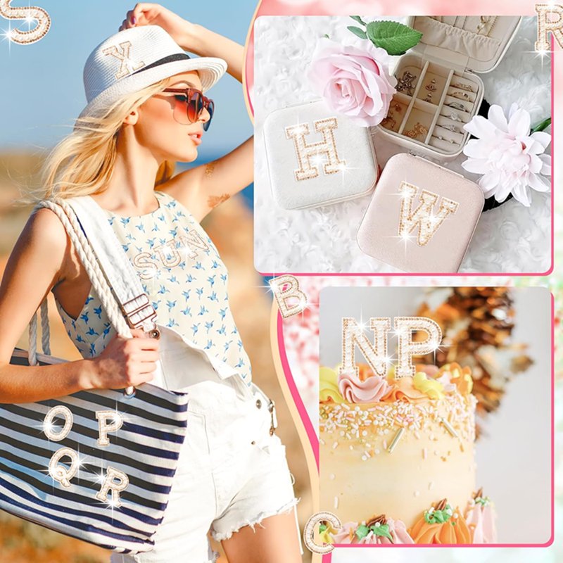 Self Adhesive Pearl Letter Patches 52 Pcs for Clothing & Accessories