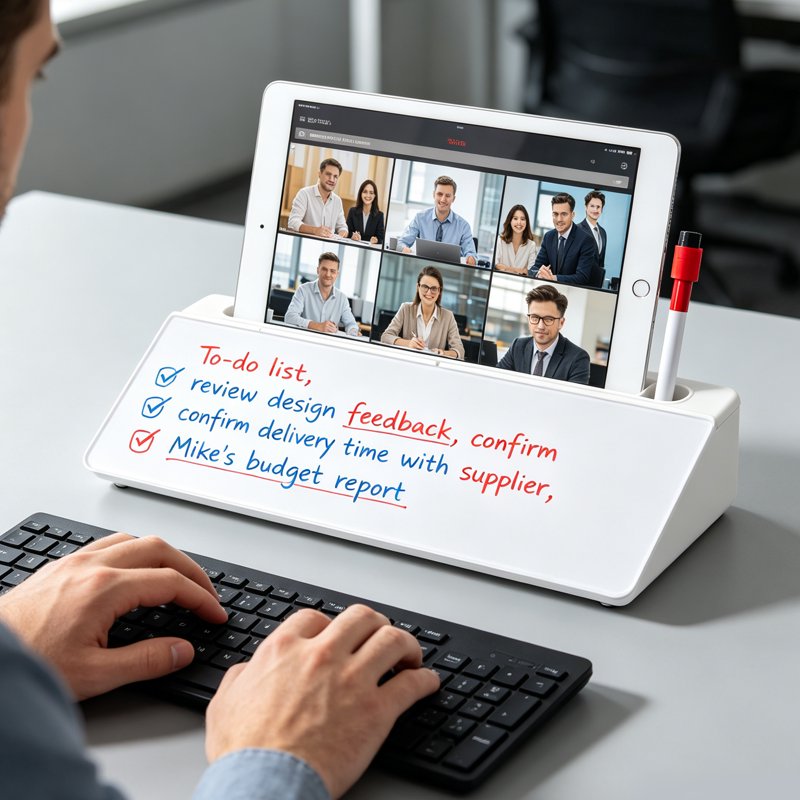 Desktop Whiteboard Organizer with Storage & Keyboard Stand - Dry Erase Board for Home Office