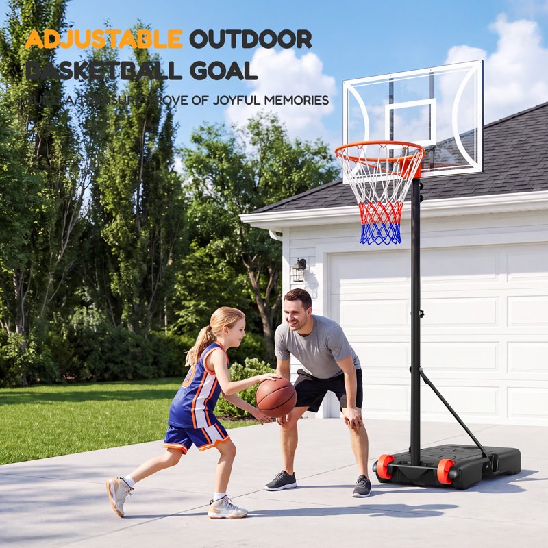 Portable Adjustable Basketball Hoop System - 29-Inch Backboard, 3-7 FT Height, Outdoor/Indoor