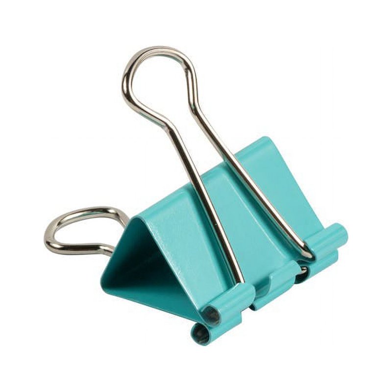 Colorful Binder Clips 1.25 Inch Teal Blue Pack of 15 Office Organizer Clips