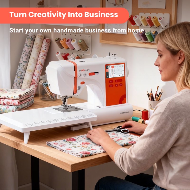 2-in-1 Embroidery and Sewing Machine with Touchscreen, WiFi, 206 Stitches