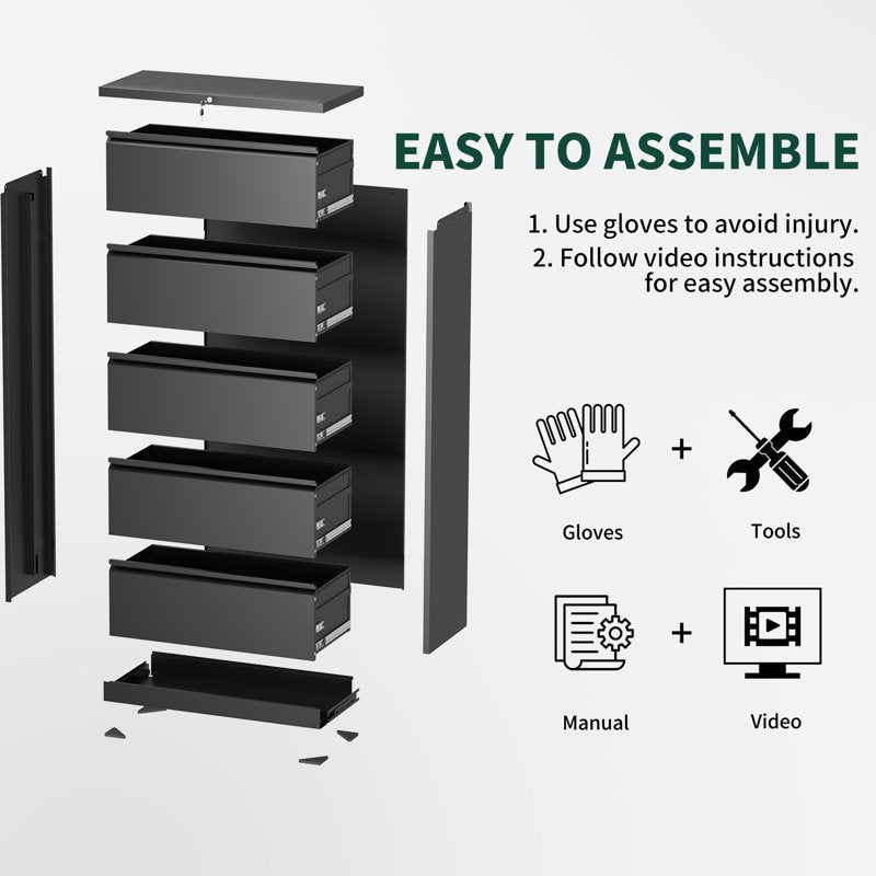 2-Drawer Lateral File Cabinet with Lock - Metal Office Storage for Letter & Legal Files