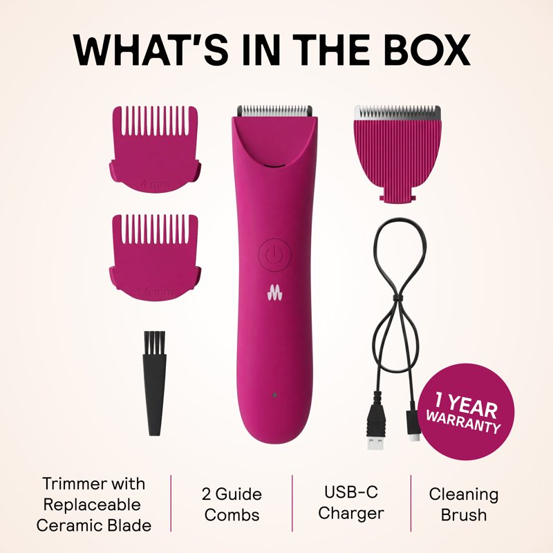 Meridian Slimmer Trimmer Bikini & Body Hair Groomer Pink USB Rechargeable
