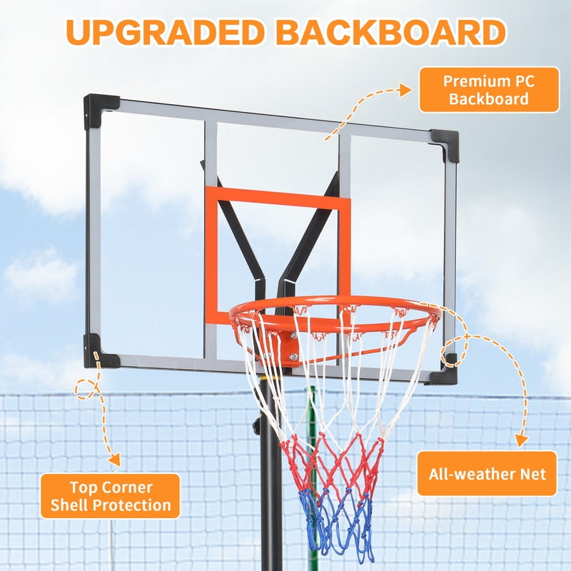 Portable Outdoor Basketball Hoop with Adjustable Height & Stable Base
