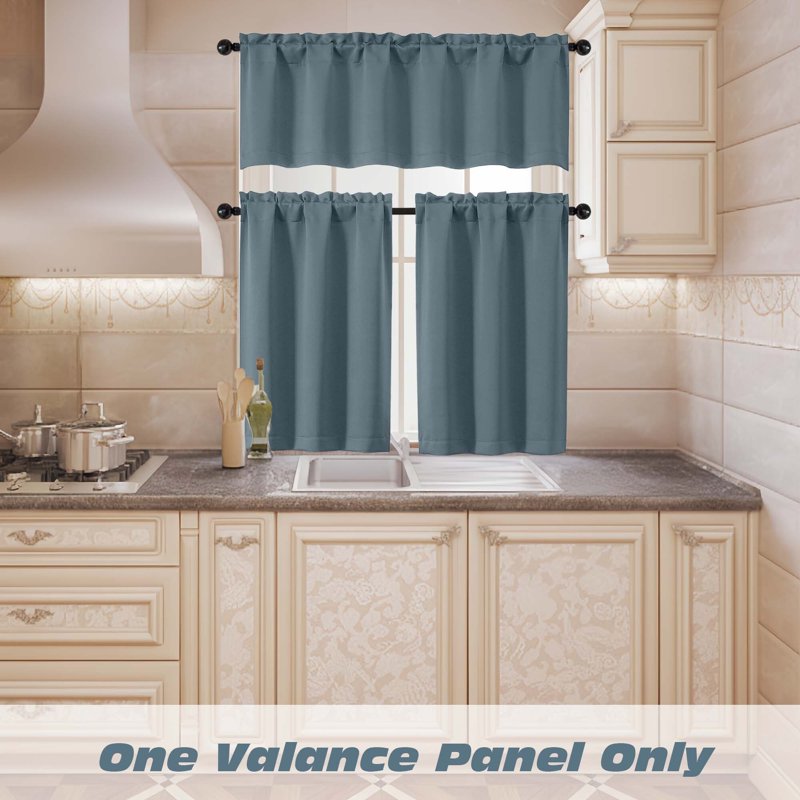Window Valance Curtain 60W x 14L - Light-Filtering 1-Piece Small Kitchen & Bedroom
