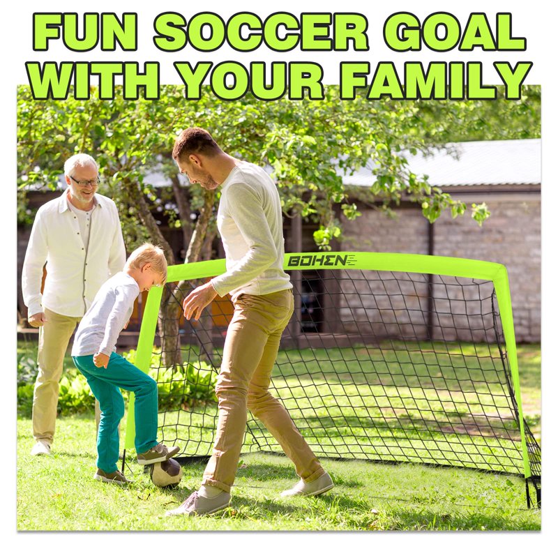 Portable Soccer Goal 6x4 Ft - Easy Fold, Light Green with Carry Bag