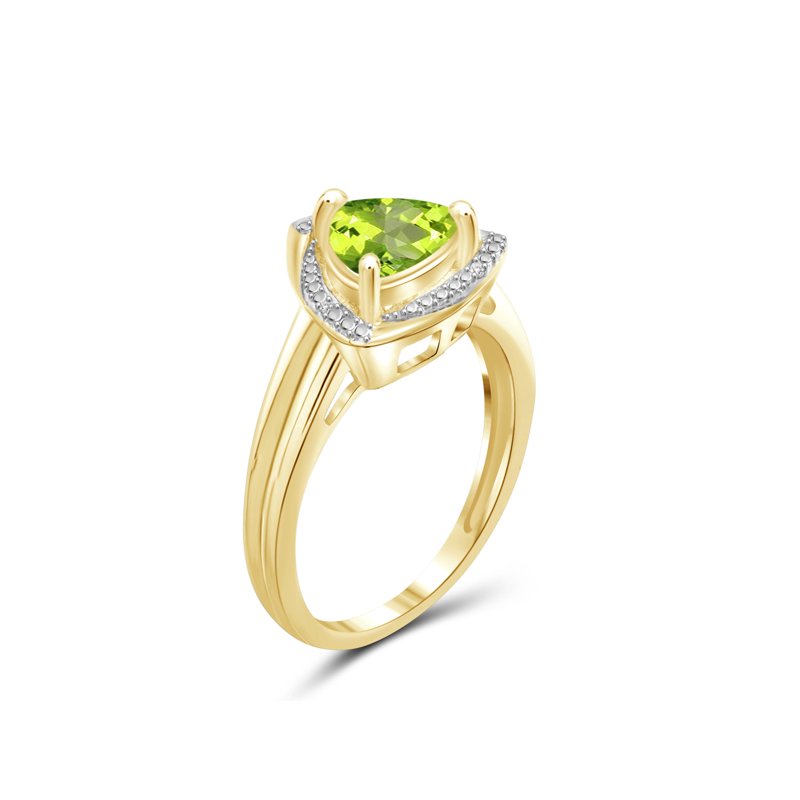 2 Carat Peridot and White Diamond Accent Gold Over Silver Ring - Hypoallergenic Jewelry