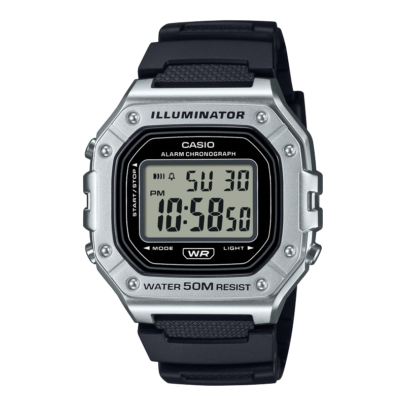Casio Men's Digital Octagon Wristwatch 7-Year Battery 50M Water Resistance LED Backlight Stopwatch