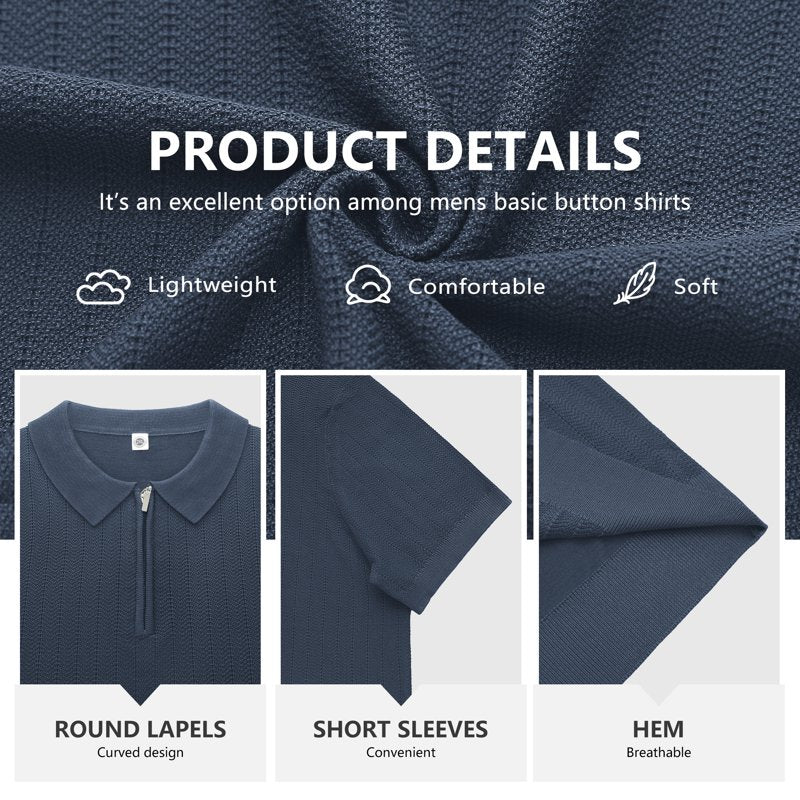 Men's Lightweight Viscose Polo Shirt - Casual Short Sleeve Golf & Summer Wear