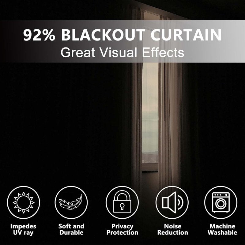 Blackout Window Curtains 3D Printed Textured Drapes Insulated Darkening Drapes