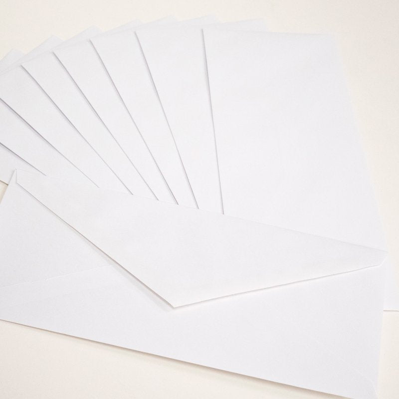 White #10 Gummed Envelope Seals 4 1/8 x 9 1/2 Inch Mailer Envelopes - Pack of 50