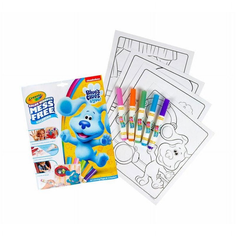 Mess-Free Blue's Clues Coloring Set with 18 Pages & 5 Markers - Toy Art Kit for Kids