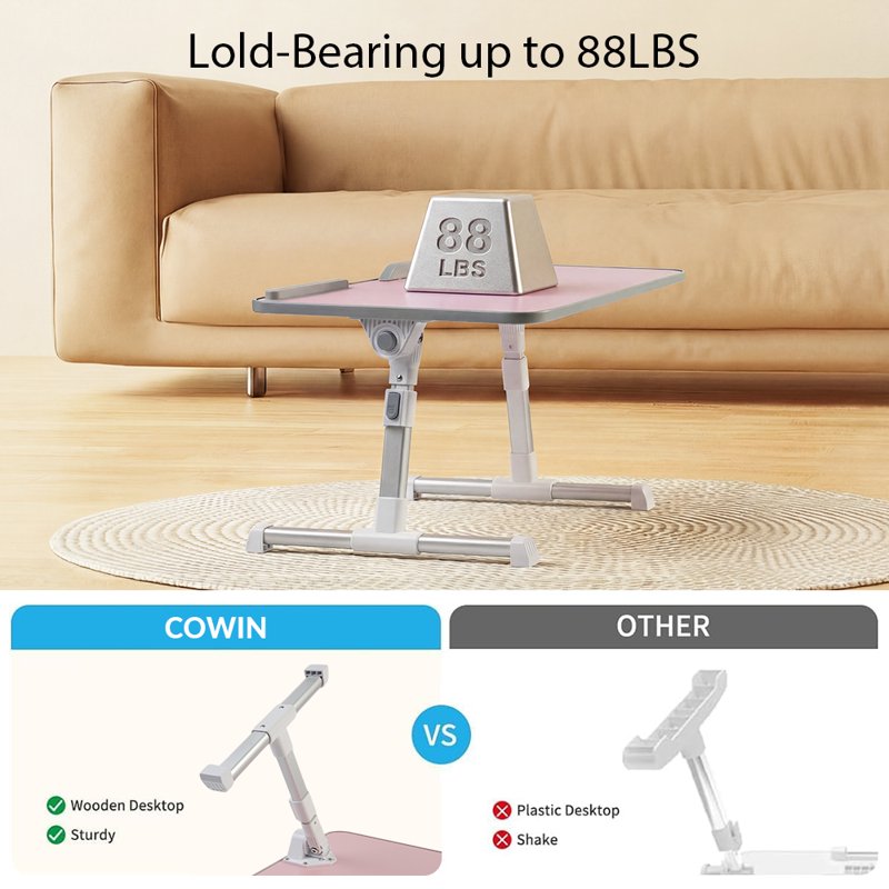 Cowin Adjustable Laptop Desk Table – Foldable Lap Desk 23.62" x 13.4" (Pink) – Variation