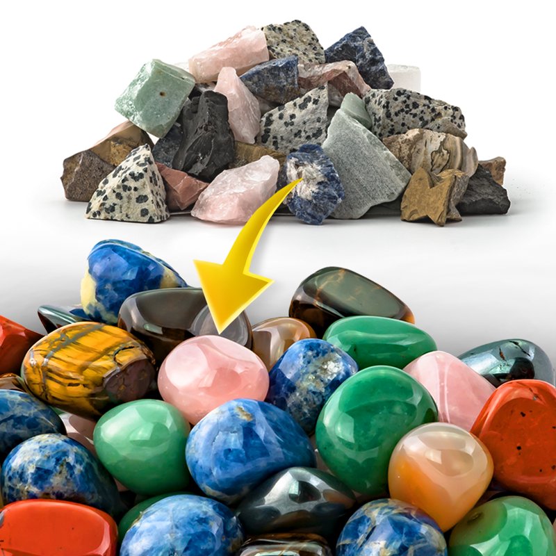 Rock Tumbler Kit with Gemstones and Jewelry Making for Kids - Educational STEM Toy