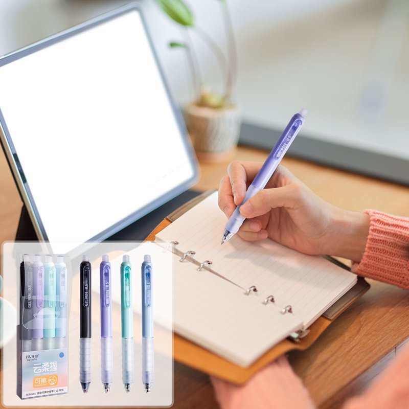 Erasable Gel Pen Refills 0.5mm Retractable Black & Blue Ink Comfortable Grip