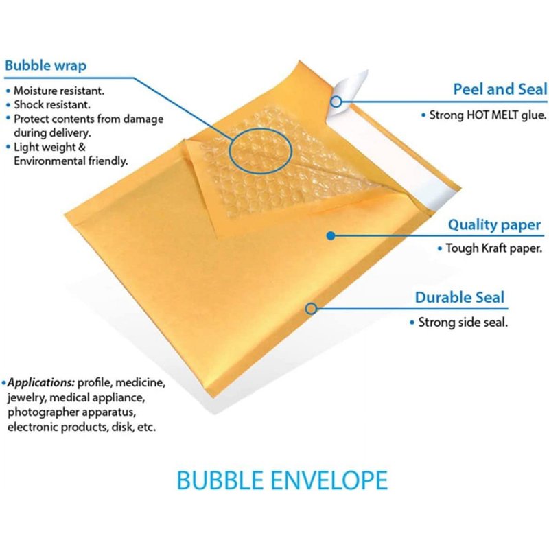 20 Kraft Bubble Mailers 10.5x16 Self-Seal Padded Envelopes Pack