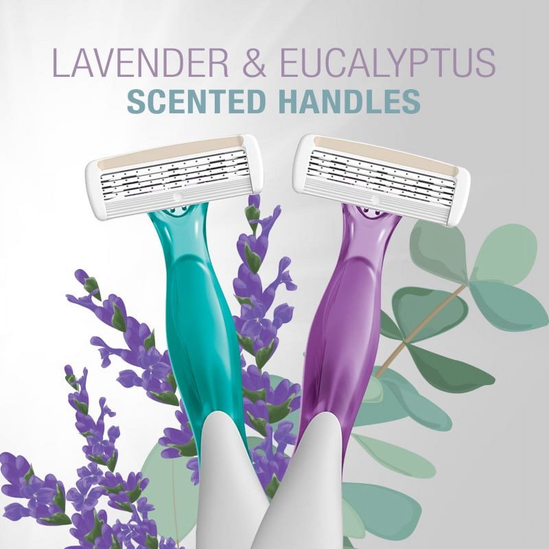 Disposable Women's Razors with Scented Handles, 4-Blade, 12 Pack