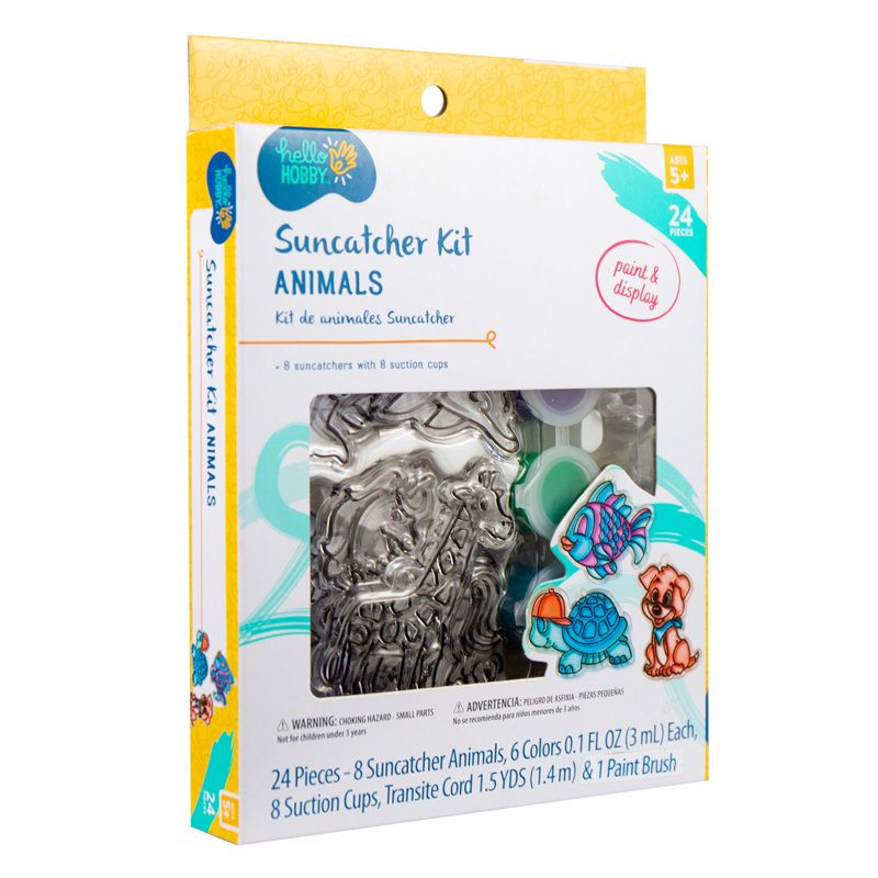 Kids Suncatcher Art Kit - Customizable Plastic Window Decorations, 8 Pack
