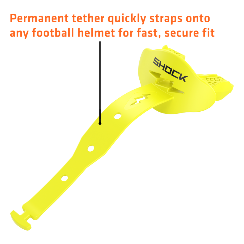Football Lip Guard Shock Doctor Bolt Neon Yellow OSFA - Secure Fit & Breathable