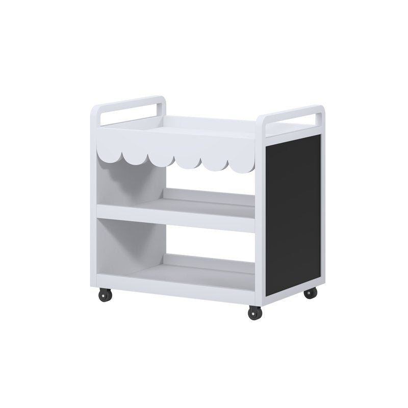 Kids Art & Storage Cart with Chalkboard - White, Multi-Use Kids Room Furniture