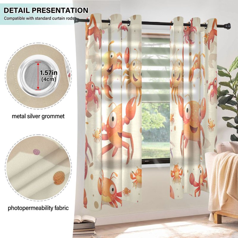 Sheer Curtain Set 2 Panels Light Filtering Window Drapes for Bedroom & Living Room