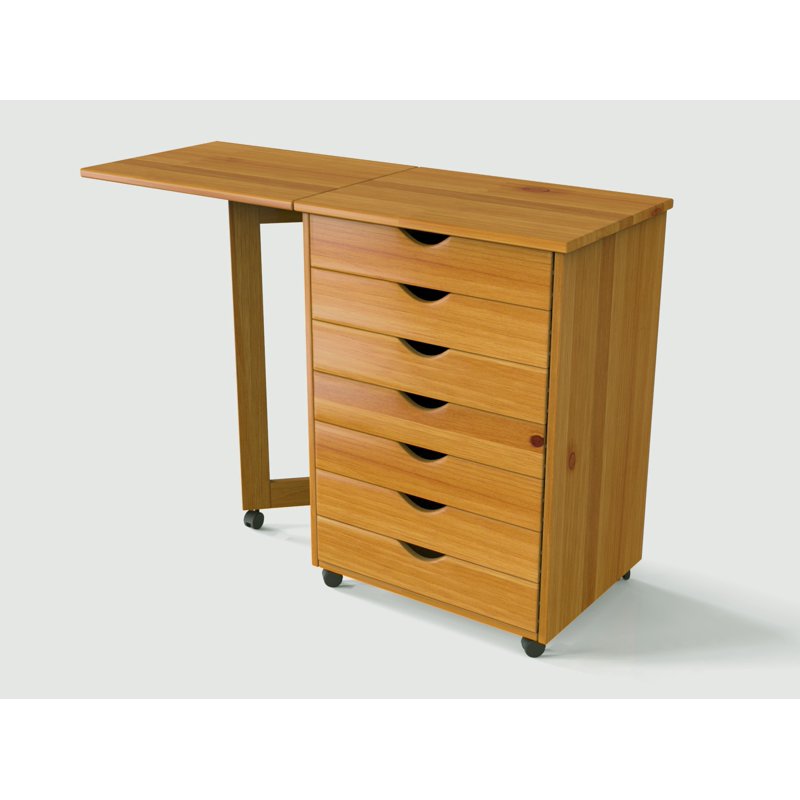 Solid Wood Mobile Storage Cart with 7 Drawers and Casters