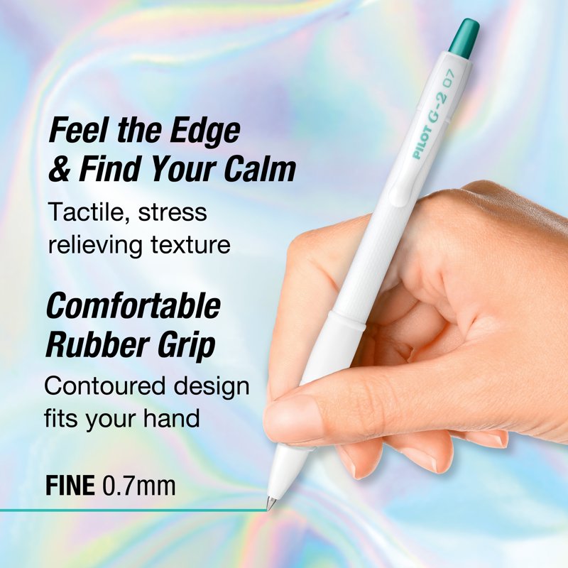 Gel Pen Set - 5 Count 0.7mm Assorted White Metallic Ink, Retractable