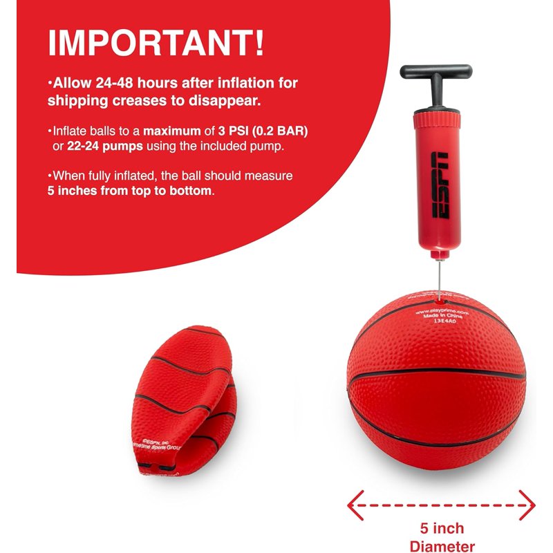 ESPN Mini Basketball Hoop with Electronic Scoring - Over Door, Includes Balls & Pump