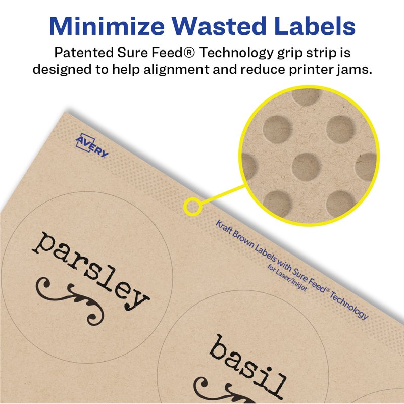 Kraft Brown Round Labels - 2.5 Inch Diameter, 225 Count, Recyclable Permanent Adhesive