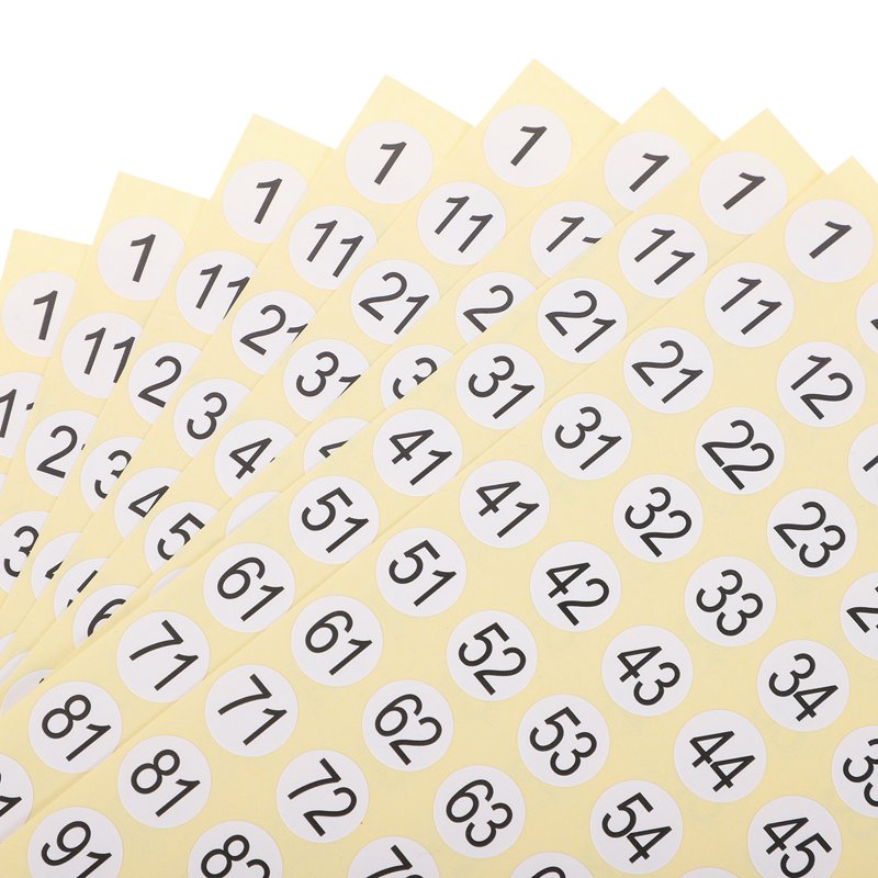 Small Round Number Stickers 1-100 Labels for Home Organization & Crafting