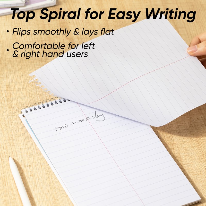 Spiral Steno Pad with Gregg Ruled Paper, 6x9 Inch, 60 Sheets, Assorted Pastel Colors