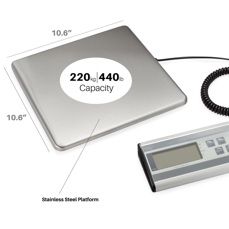 Heavy Duty Digital Shipping Scale 440 lbs Capacity with Stainless Steel Platform