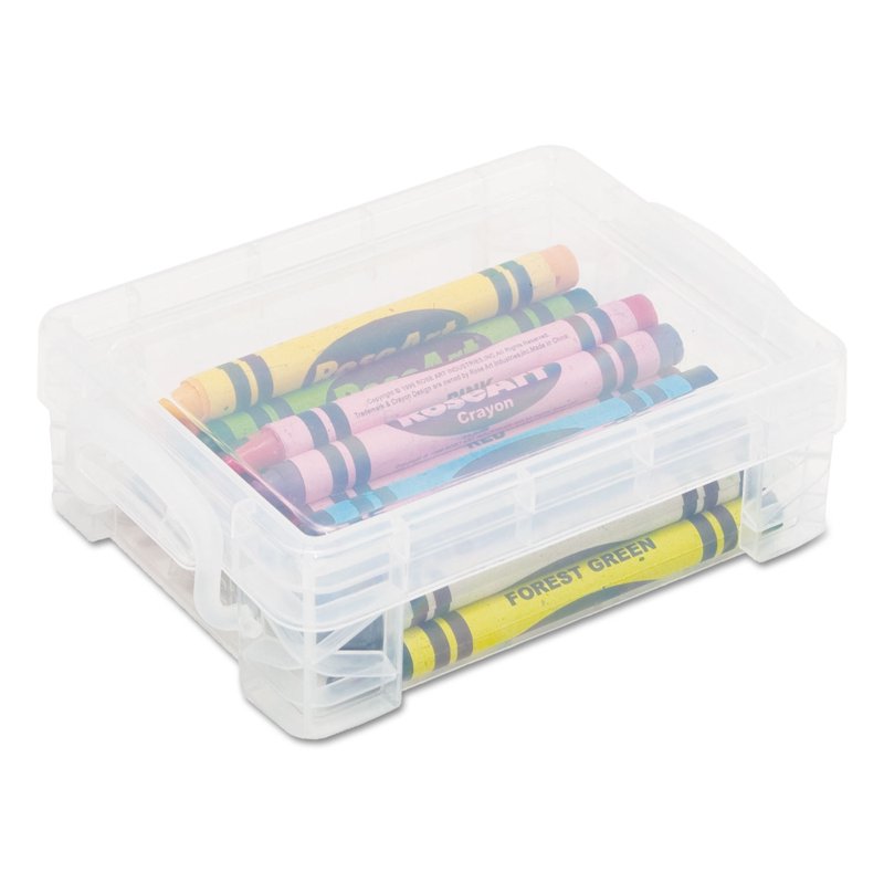 Stackable Crayon Box with Secure Lid - Clear Plastic Storage Organizer