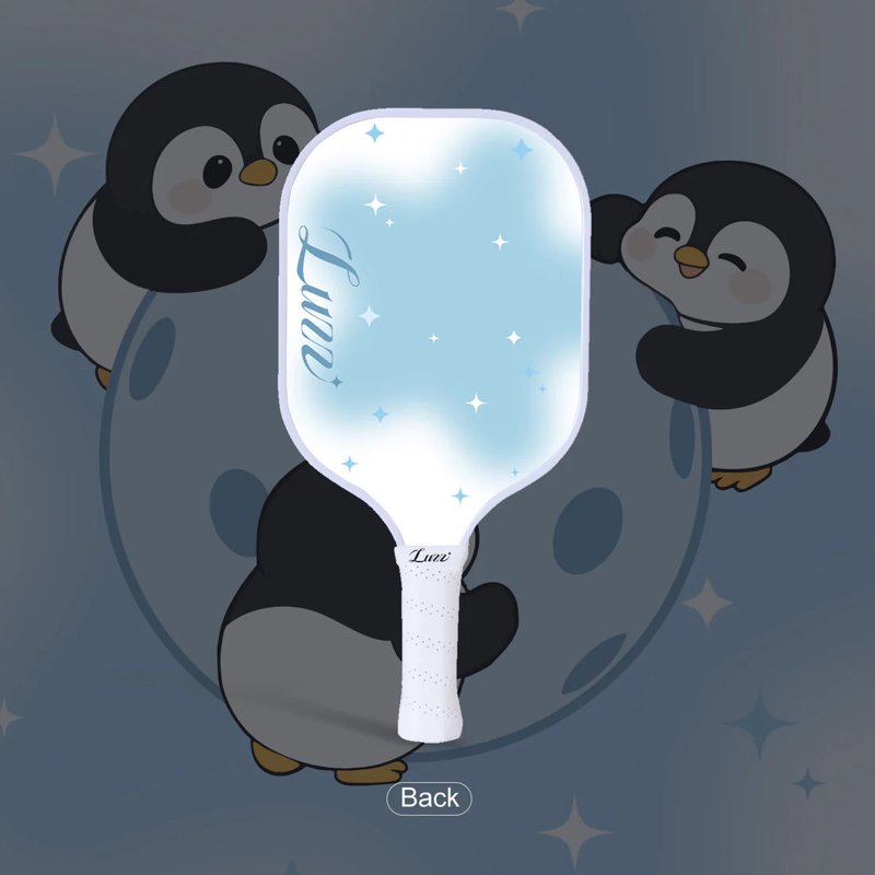 Luzz 16mm Carbon Fiber Pickleball Paddle – Sandblasted 3K T700, USAPA Approved, Penguin Party Variation