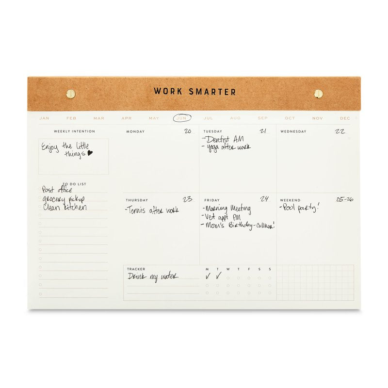 Desk Pad Weekly Planner - Undated Kraft 14 x 9.75 Inch with 60 Sheets