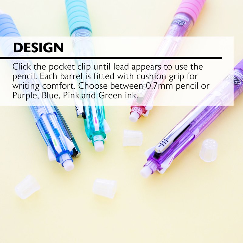 2-in-1 Mechanical Pencil & 4-Color Pen Set - Refillable, Cushioned Grip