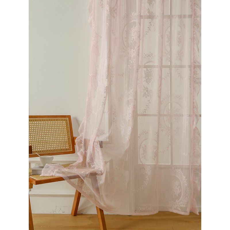 Boho Lace Sheer Curtains Set - Light Filtering Window Drapes for Bedroom & Living Room