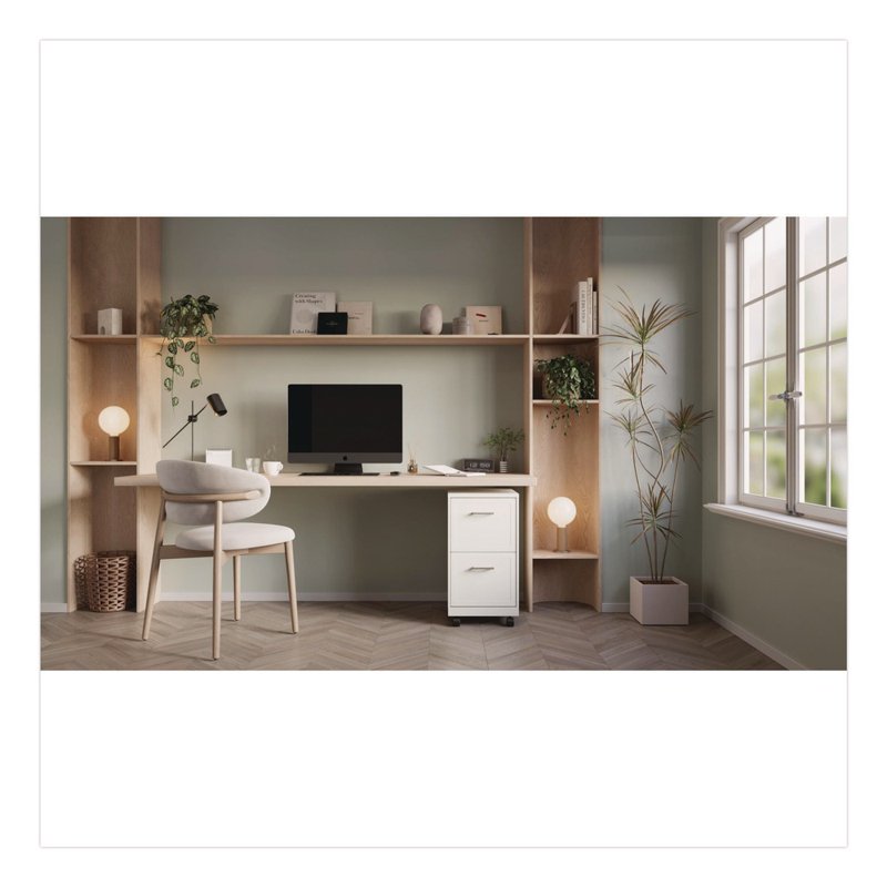 Alera Two-Drawer Mobile Vertical File Cabinet - Letter Size, Pearl White