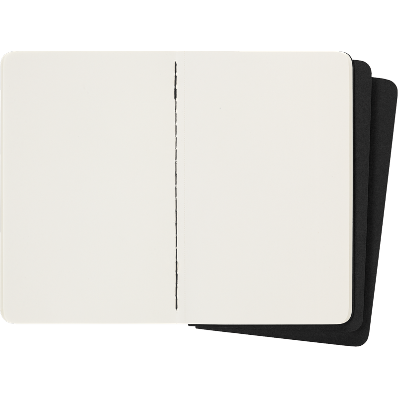 Pocket Journal Set - 3 Black Plain Notebooks for Notes & Planning
