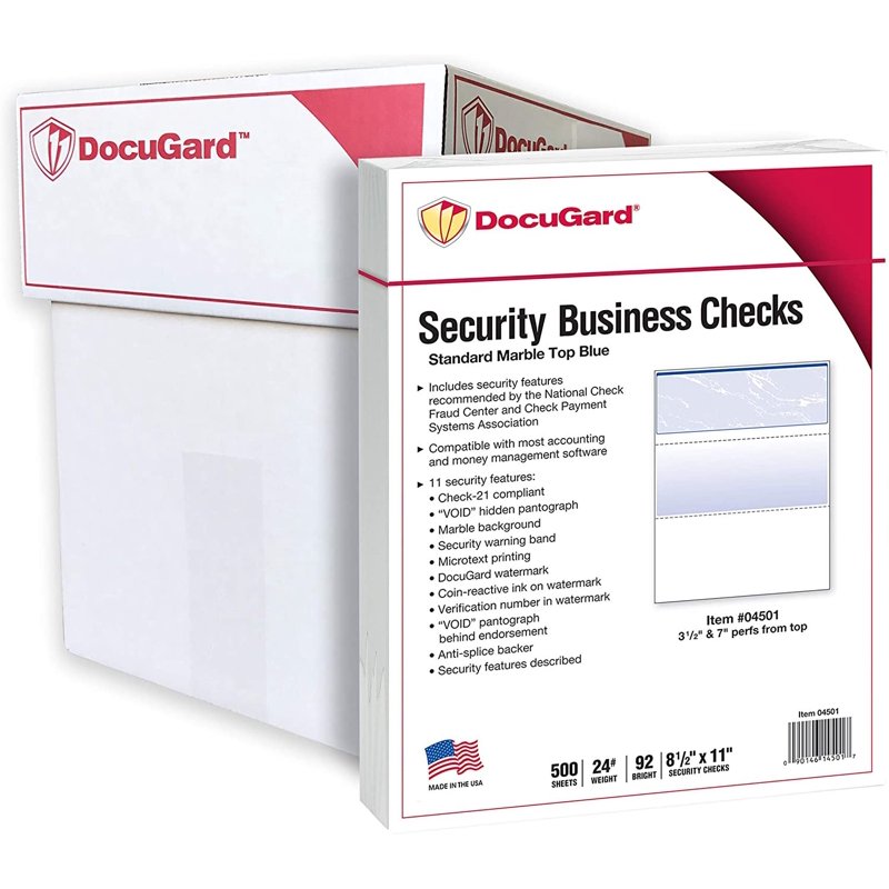 Business Checks with Security Features - 3 Checks Per Page, Blue & Green, 2500 Sheets