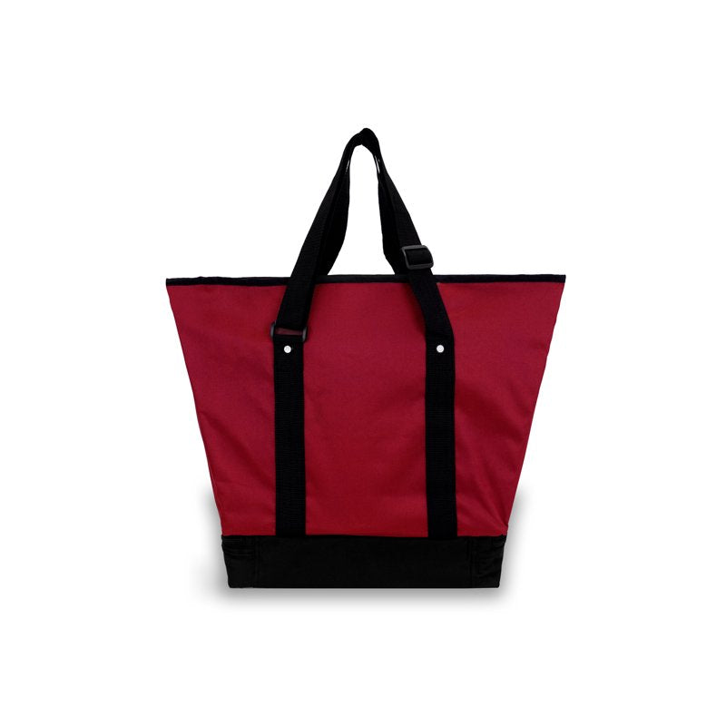 Unisex Deluxe Shopping Tote Bag with Water Bottle Holder and Bottom Compartment