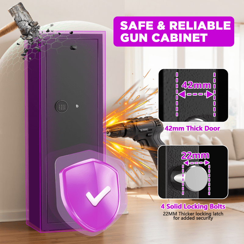 8-10 Gun Safe with Quick Access Digital Lock and Removable Shelves
