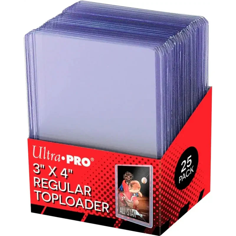 3x4 Card Toploader Holders Pack of 25 - Clear Rigid Plastic Protectors