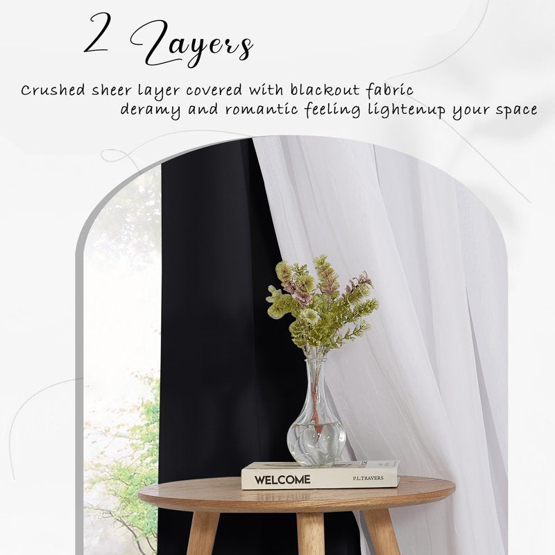 Double Layer Blackout Curtains for Bedroom Room Darkening Noise Reduction Thermal Insulated Drapes
