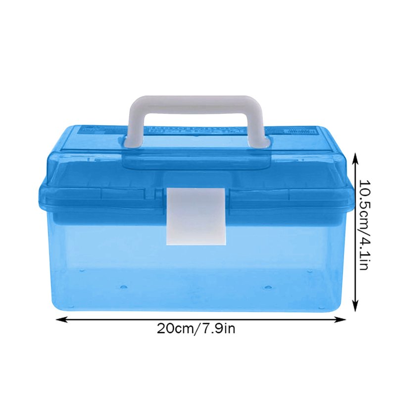 Multipurpose Portable Storage Box Organizer with Handle and Removable Tray - Blue