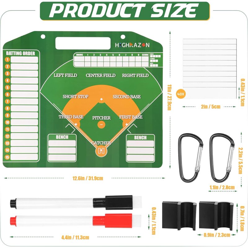 Magnetic Baseball Lineup Board with 30 Cards Dugout Coaching Display